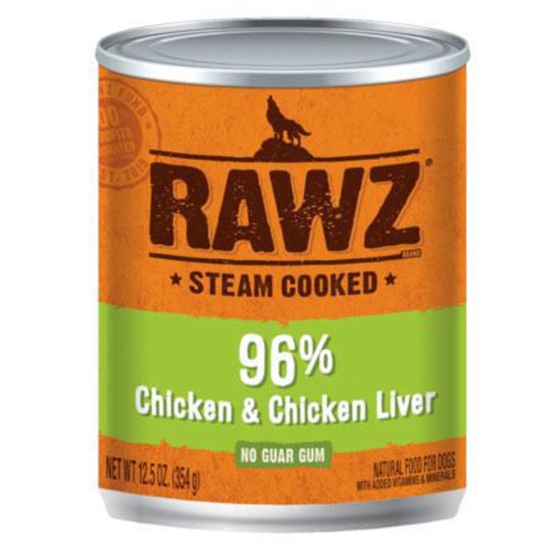 Rawz Dog Can GF 96% Chicken & Chicken Liver 12.5oz