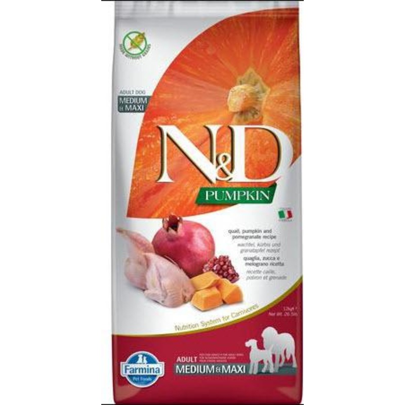 Farmina Dog Dry PUMPKIN GF Quail & Pomegranate Medium Maxi 26.4#