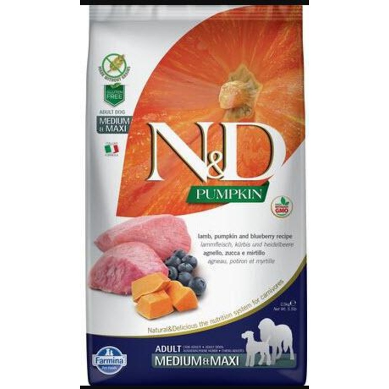 Farmina Dog GF Pumpkin Lamb & Blueberry Med Maxi 5.5#