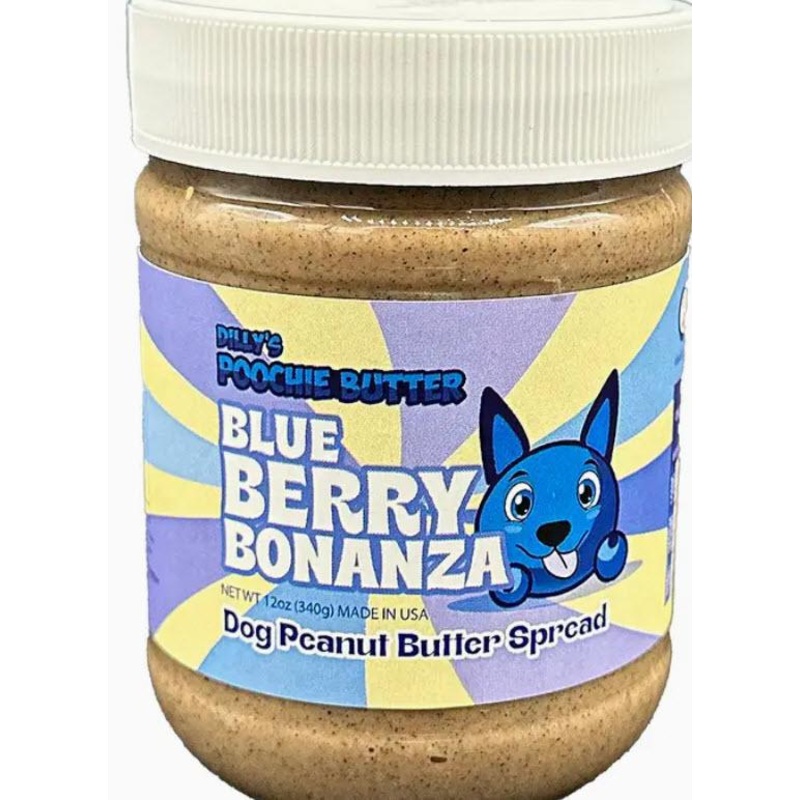 Poochie Butter 12oz Blueberry Flavored Dog Peanut Butter Jar