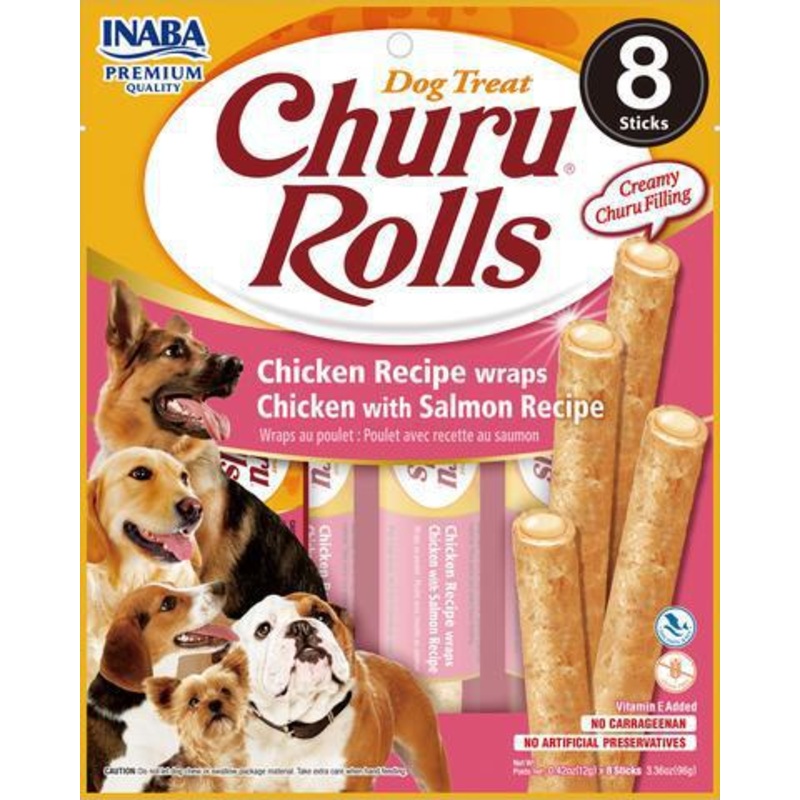 Ciao Dog Churu Bites Chicken Recipe Wrap Salmon 3.36 oz