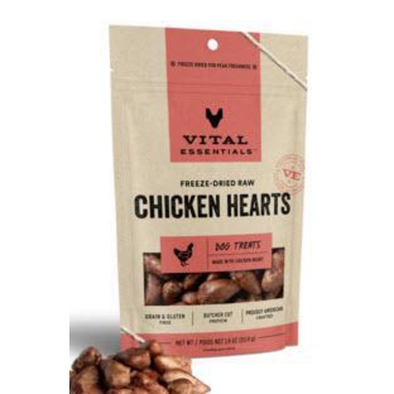 Vital Essentials Dog Treat Chicken Hearts 1.9oz