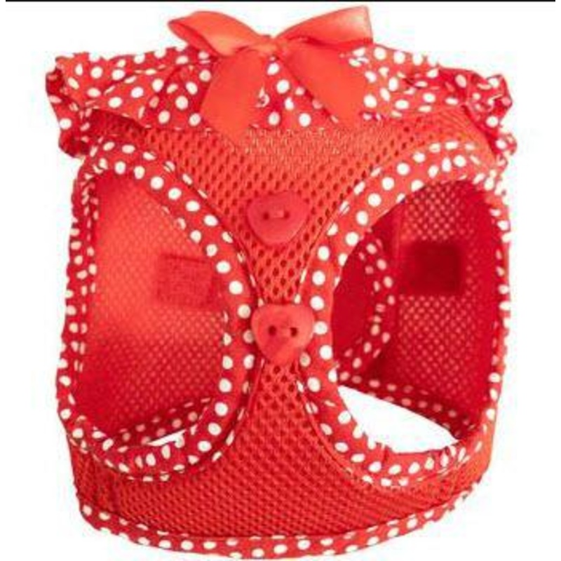 Step-in Red White Dog Harness - Red Polka Dot Doggie Design