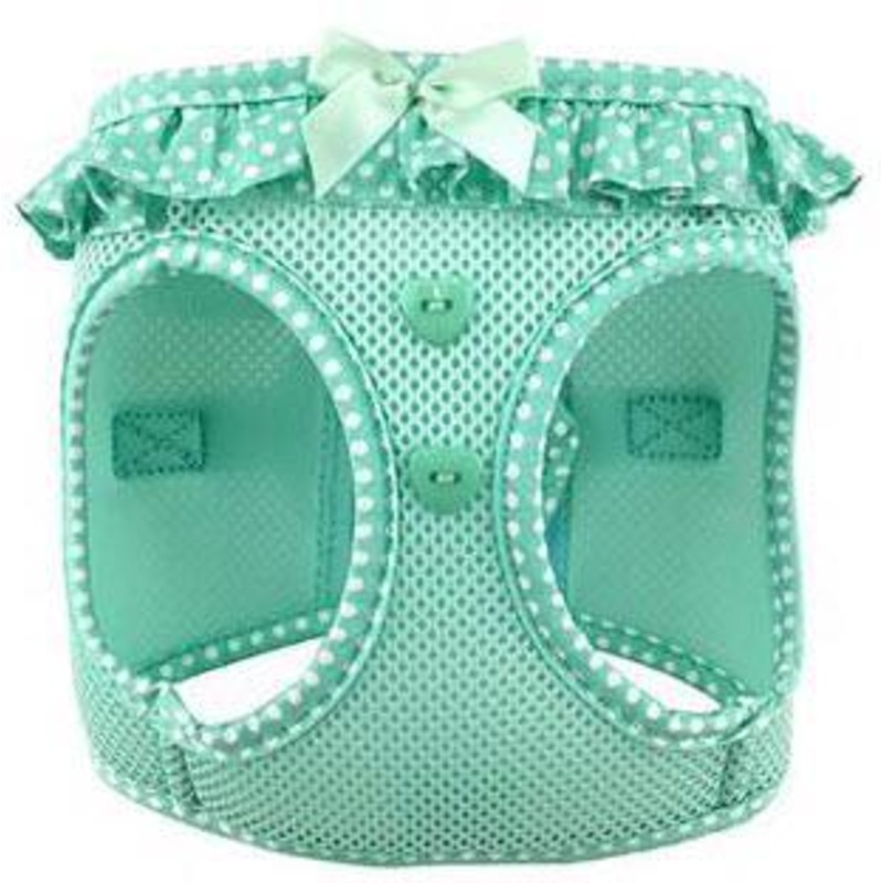 Step-in Teal Wht  Dog Harness - Teal Polka Dot Doggie Design