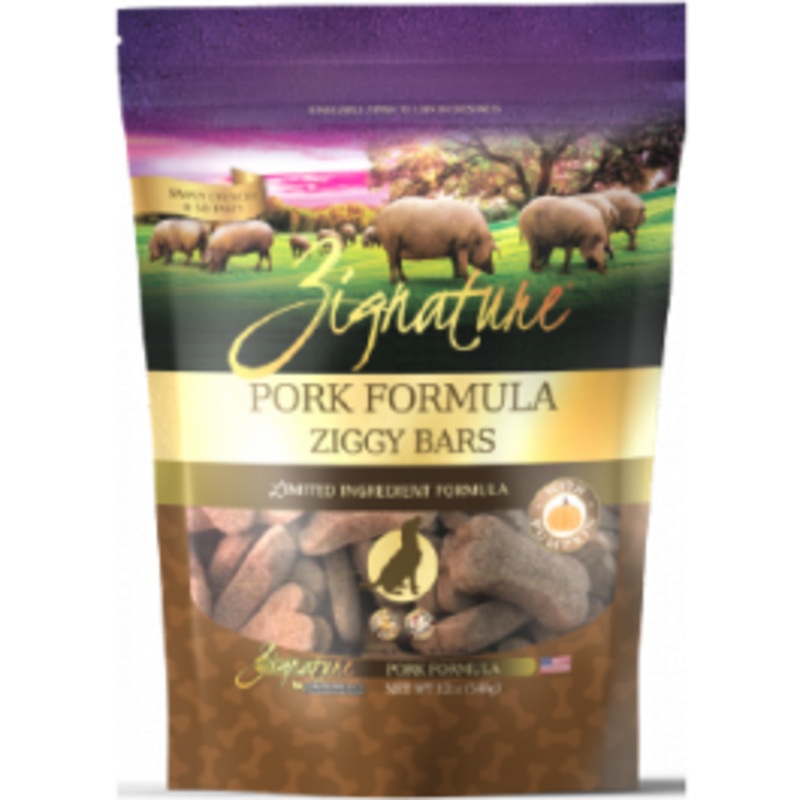 Zignature Dog Treat GF Ziggy Bars Pork 12 oz