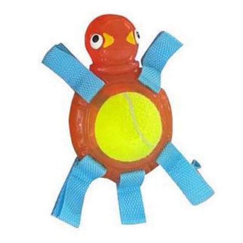 Petcrest TPR with Tennis Turtle Dog Toy 6"