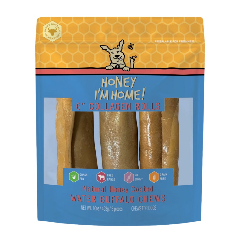 Honey I'm Home Buffalo Collagen Rolls 6" 3 pk