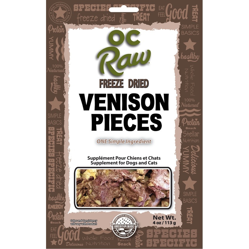 OC Raw Freeze Dried Venison Pieces 4 oz.
