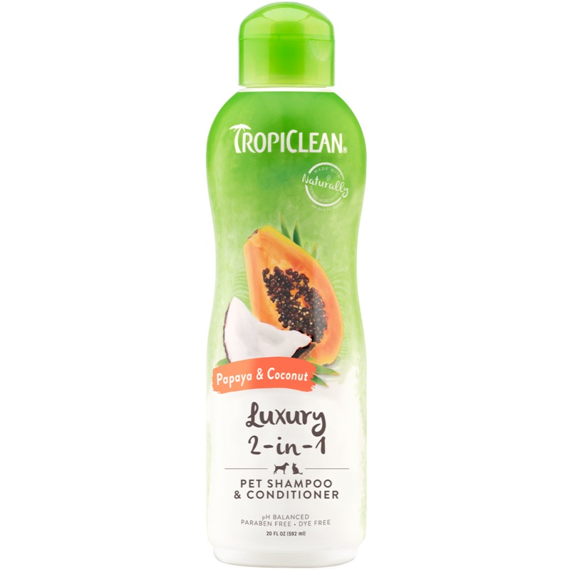 Tropiclean Luxury 2-in-1 Papaya & Coconut Shampoo 20 oz.