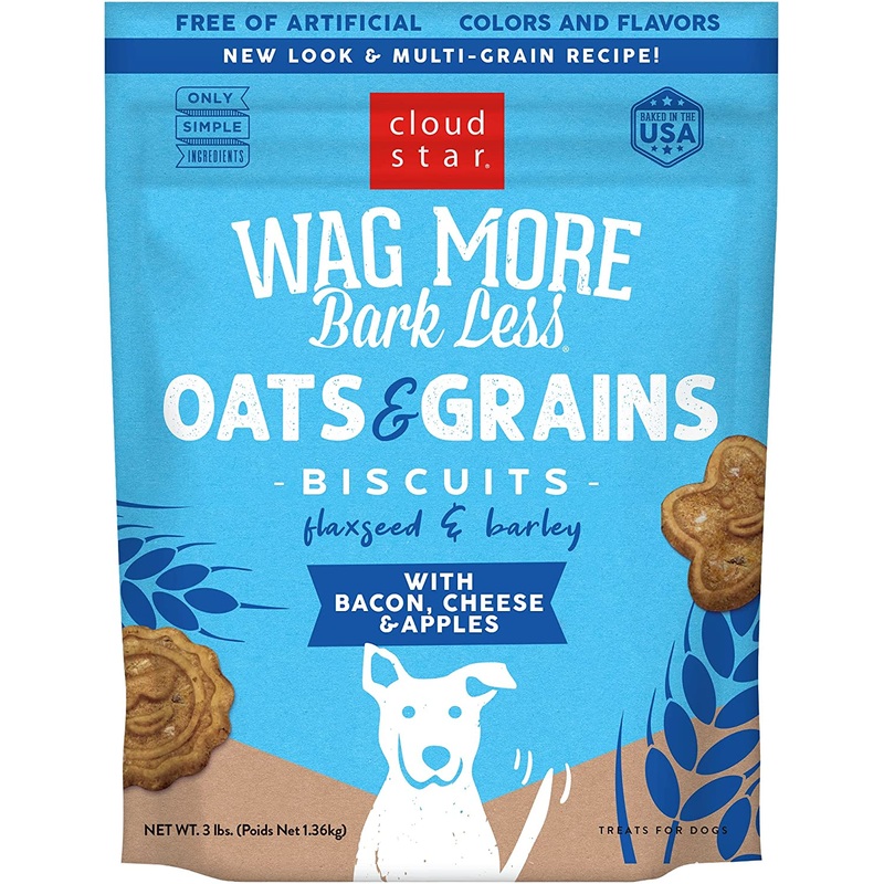 Cloud Star Wag More Bark Less Oats & Grains Biscuits with Bacon, Cheese & Apples