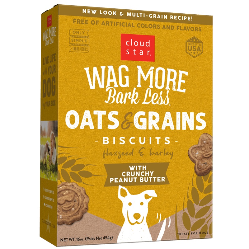 Cloud Star Wag More Bark Less Oats & Grains Biscuits with Crunchy Peanut Butter