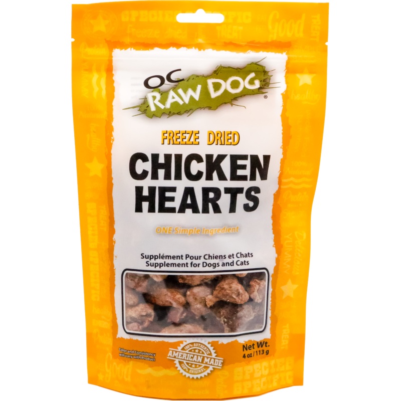 OC Raw Freeze Dried Chicken Hearts 4 oz.