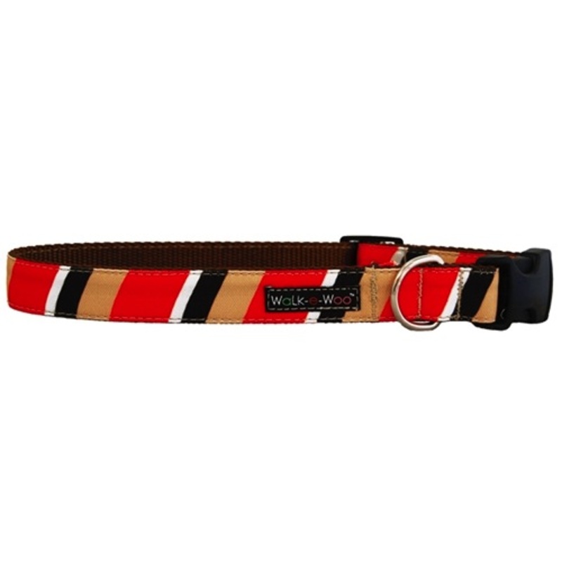 Walk-e-Woo Red & Tan Stripes Collar