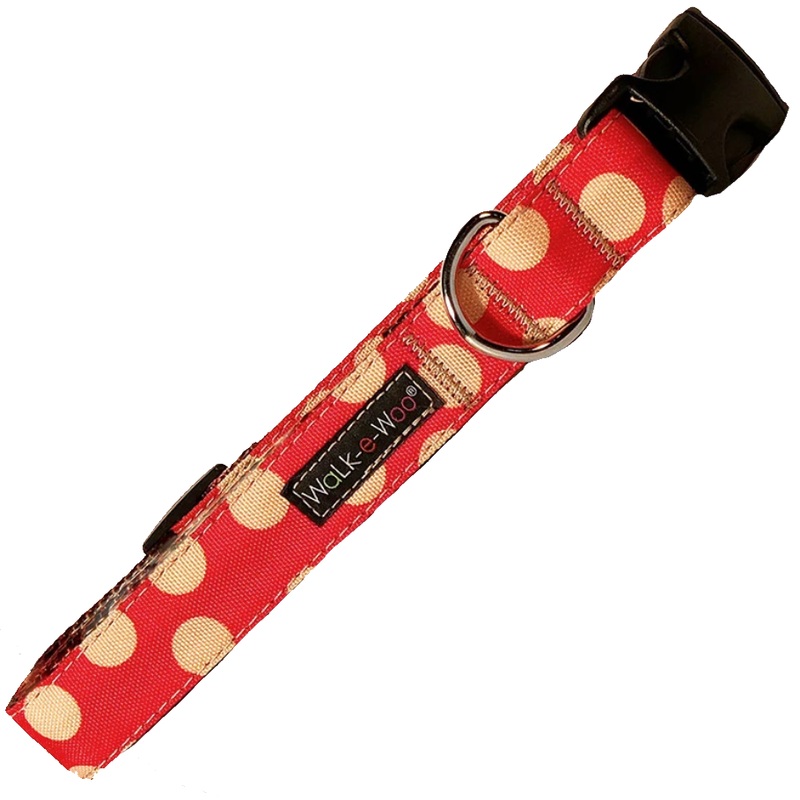 Walk-e-Woo Tan Dots on Red Collar