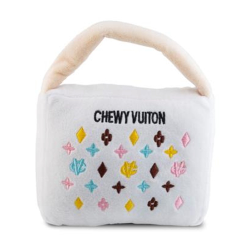 Haute Diggity White Chewy Vuiton Handbag
