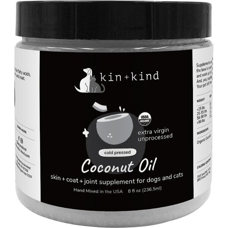 Kin + Kind Raw Coconut Oil Skin & Coat Boost 8 oz.