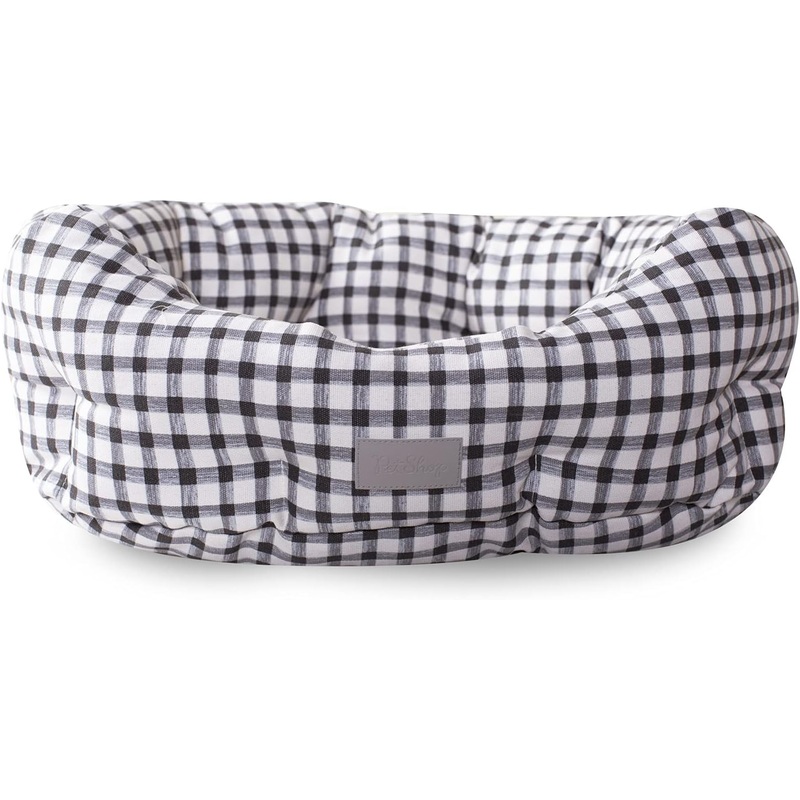 Fringe Painted Gingham Round Cuddler Pet Bed