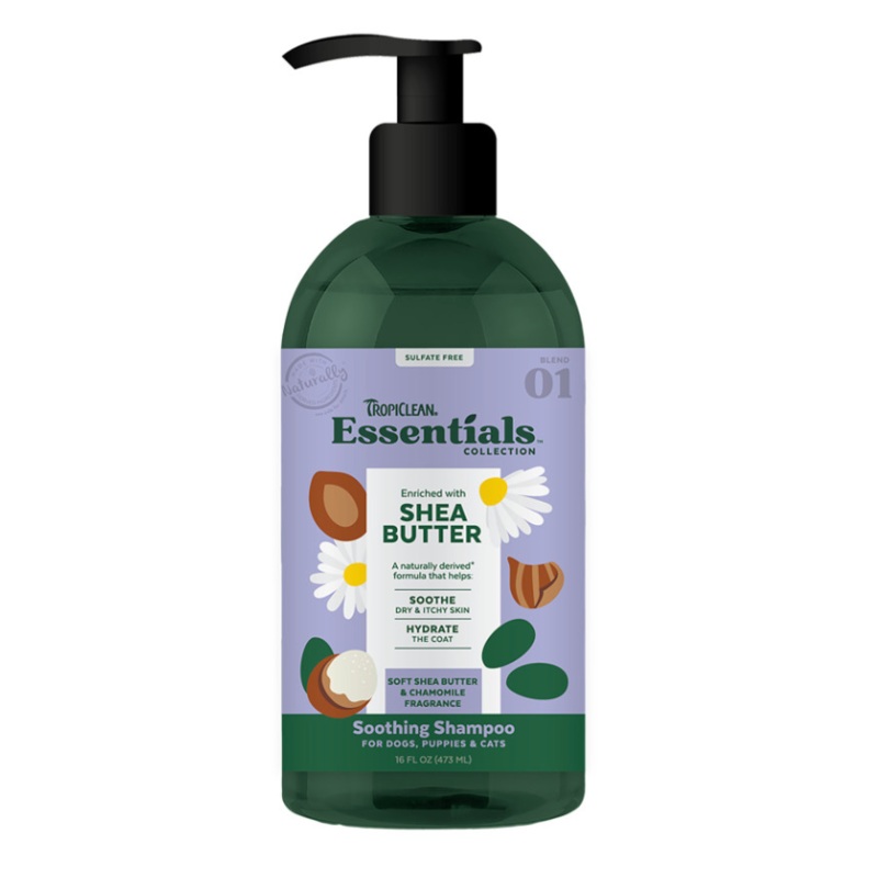 Tropiclean Essentials Shea Butter Shampoo for Dogs, Puppies & Cats 16 oz