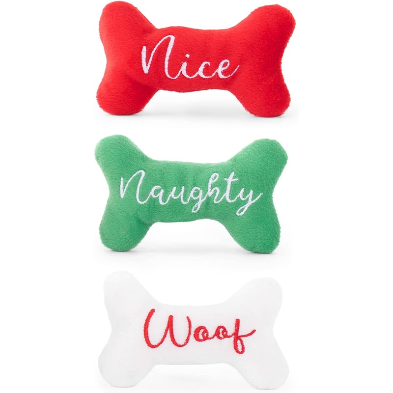 ZippyPaws Holiday Miniz Naughty and Nice Bones 3 pk