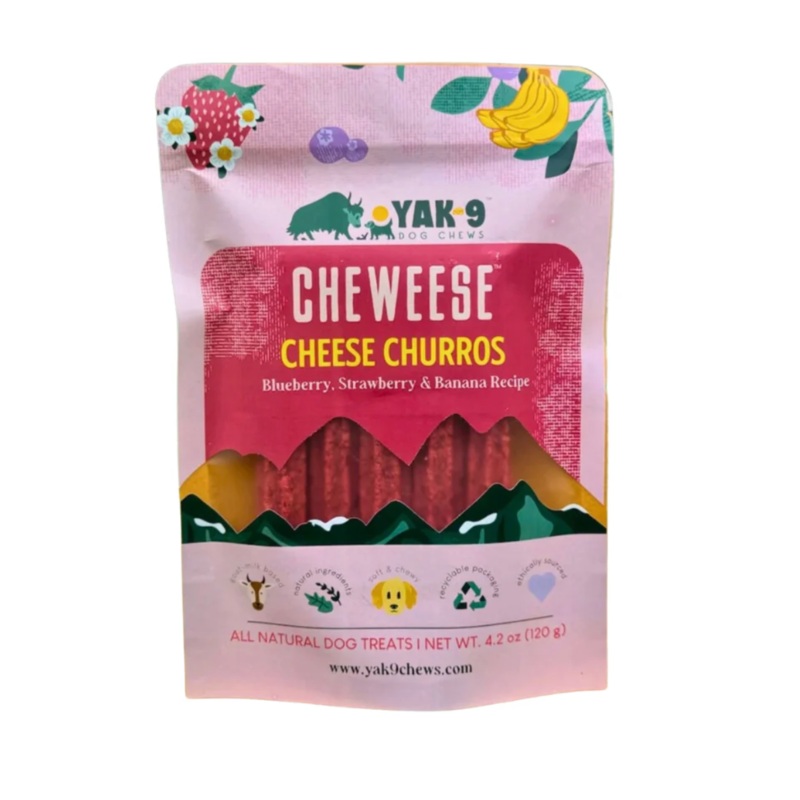 Yak-9 Cheweese Blueberry, Strawberry & Banana Churros 5 ct
