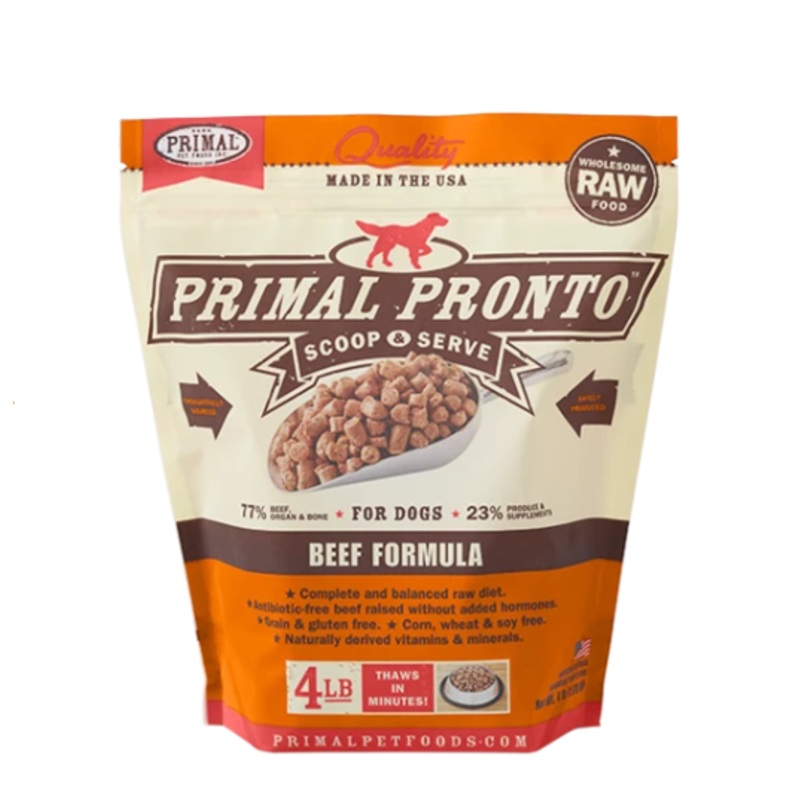 Primal Pronto Dog Raw Beef 4lbs.