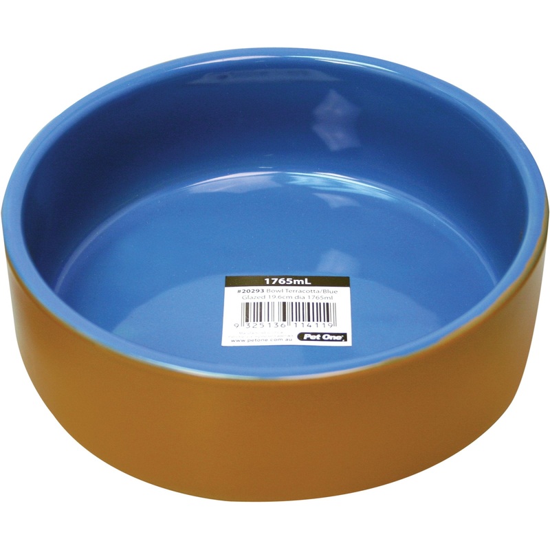 Pet One Terracotta Bowl Blue Glazed