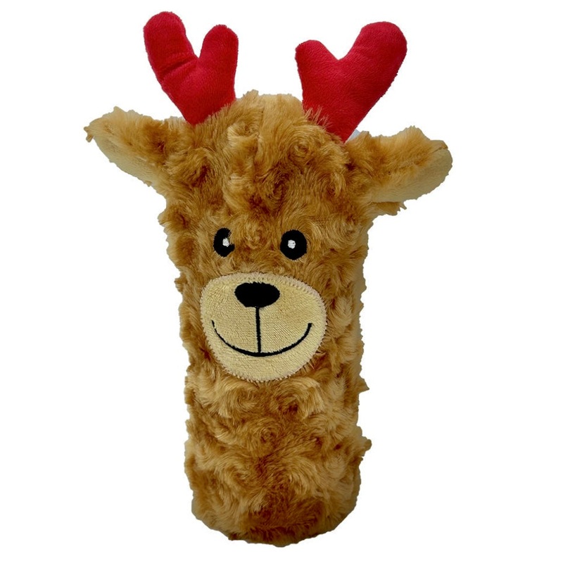 8" Christmas Squeaky Reindeer Bottle