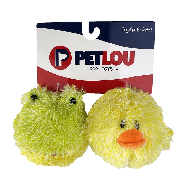 4" EZ Squeaky Ball Twin Pack - Chick & Frog