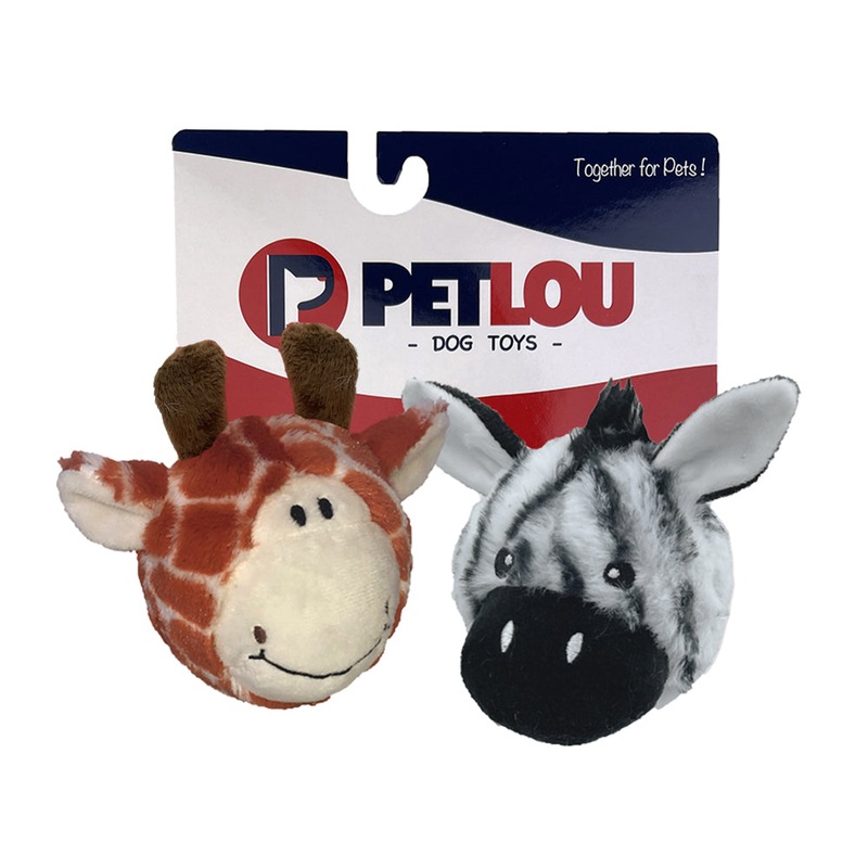4" EZ Squeaky Ball Twin Pack - Giraffe & Zebra