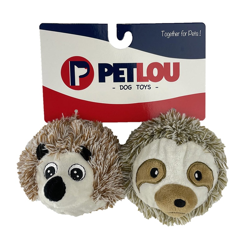 4" EZ Squeaky Ball Twin Pack - Hedgehog & Sloth