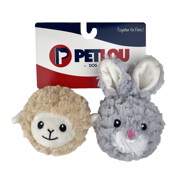 4" EZ Squeaky Ball Twin Pack - Lamb & Rabbit