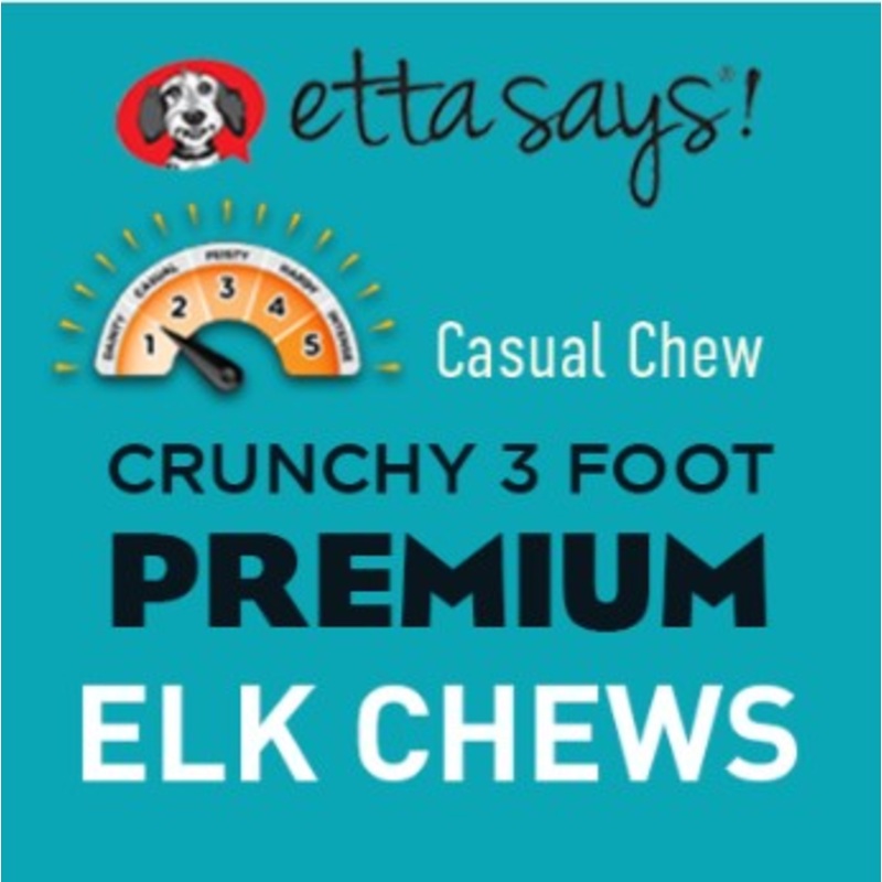 Etta Says Crunchy 3 Foot Premium Elk Chews for Dogs