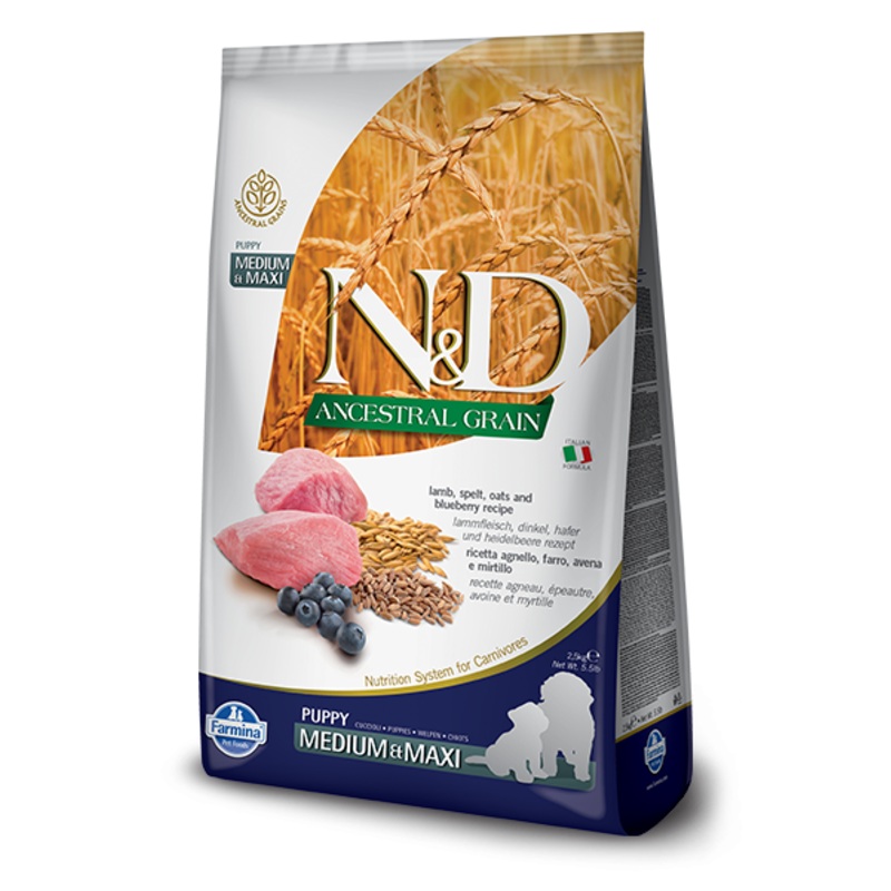 Farmina N&D Ancestral Grain Puppy Medium & Maxi Lamb & Blueberry