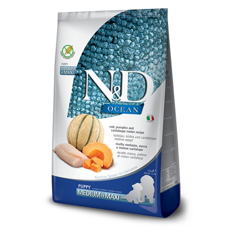 Farmina N&D Ocean Canine Cod, Pumpkin and Cantaloupe Melon Puppy Medium & Maxi