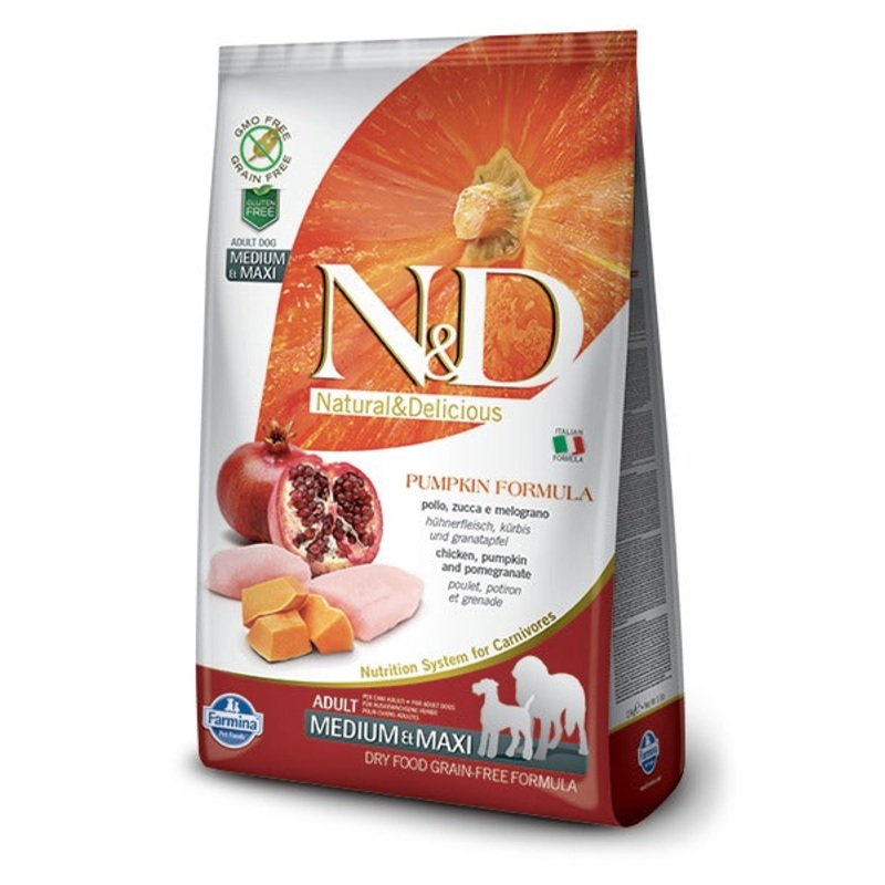 Farmina N&D Pumpkin Formula Medium & Maxi Chicken and Pomegranate Adult Dog Food (26.5 lbs)