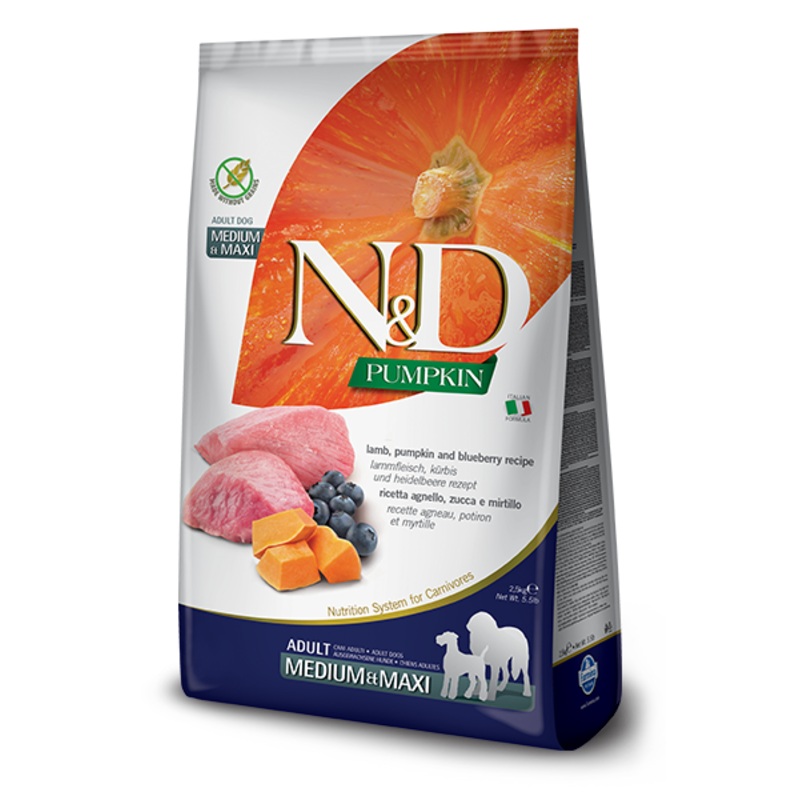 Farmina N&D Pumpkin Formula Medium & Maxi Lamb & Blueberry Adult Dog Food