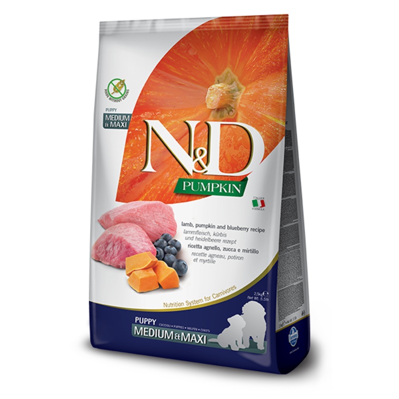 Farmina N&D Pumpkin Formula Medium & Maxi Lamb & Blueberry Puppy Food