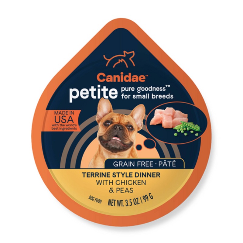 Canidae PURE Petite Grain Free, Limited Ingredient, Small Breed Wet Dog Food, Pt Chicken and Peas (3.5-oz, single cup)