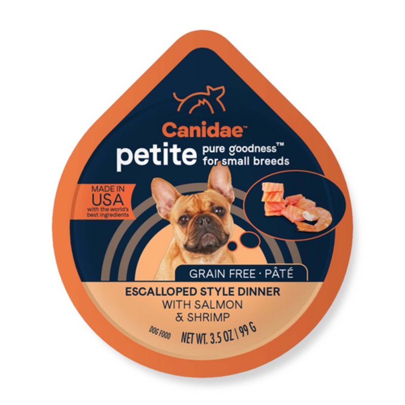 Canidae PURE Petite Grain Free, Limited Ingredient, Small Breed Wet Dog Food, Pt Salmon and Shrimp (3.5-oz, single cup)