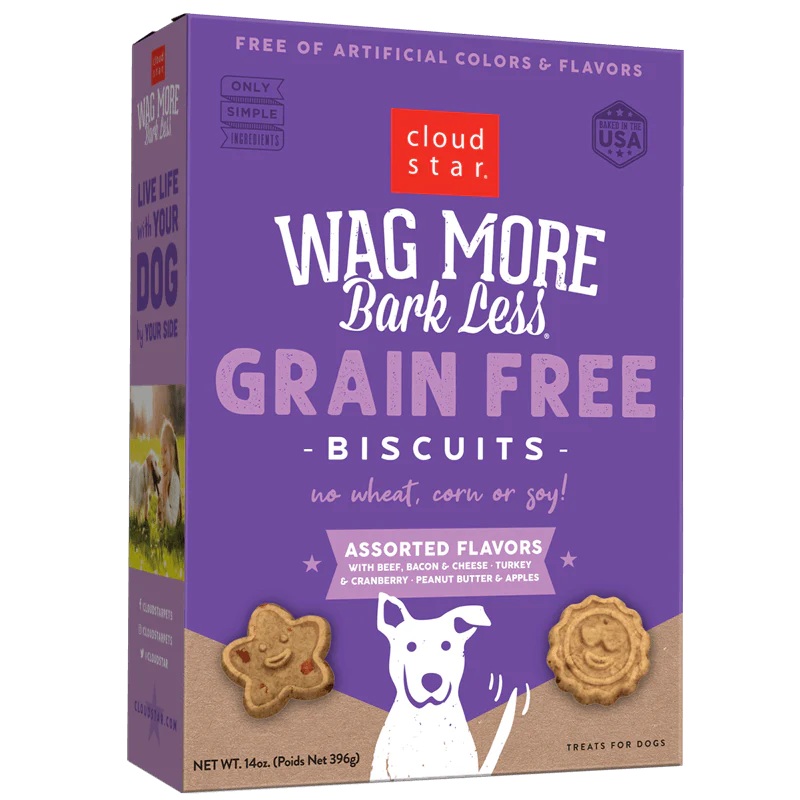 Cloud Star  Wag More Bark Less Crunchy Grain Free Dog Treats, Assorted Flavors