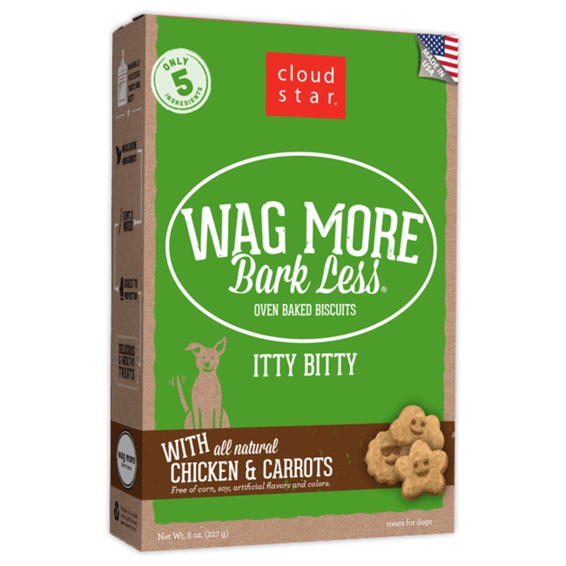 Cloud Star WAG MORE BARK LESS ITTY BITTY BISCUITS: CHICKEN & CARROTS (8 oz)