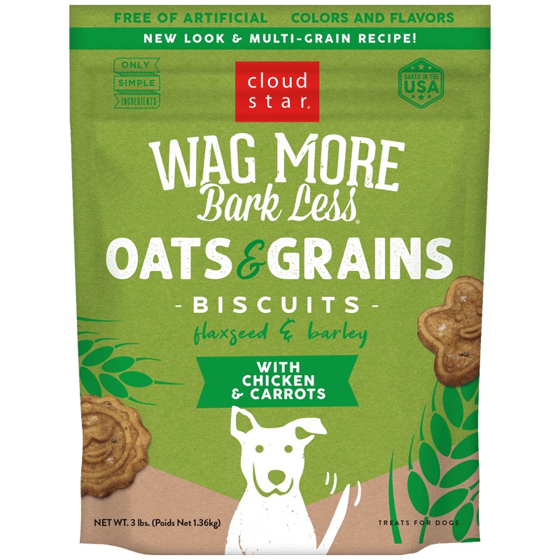 Cloud Star Wag More Bark Less Oats & Grains with Chicken & Carrots Oven Baked Biscuits
