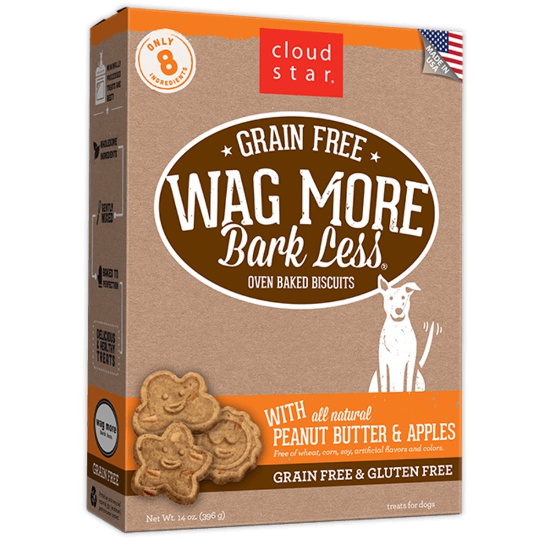 Cloud Star Wag More Bark Less Oven Baked Grain Free Peanut Butter and Apples Dog Treats