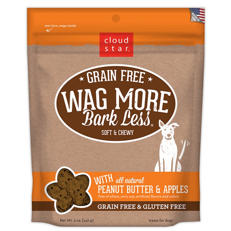 Cloud Star Wag More Bark Less Soft and Chewy Grain Free Peanut Butter and Apples Dog Treats