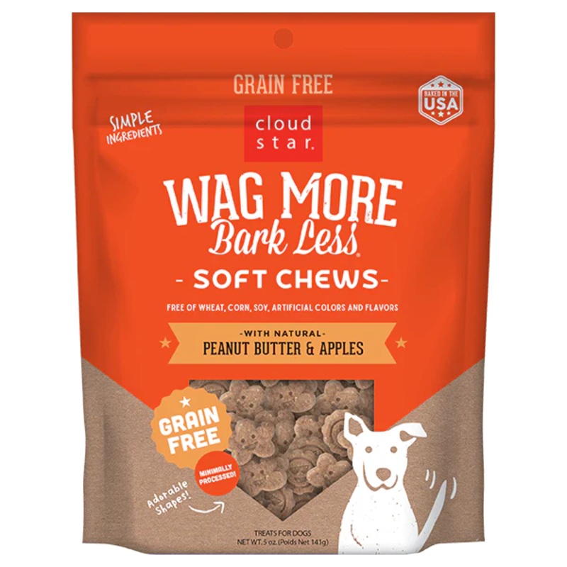 Cloud Star Wag More Bark Less Soft Chews Grain Free Dog Treats Peanut Butter & Apples Dog Treats