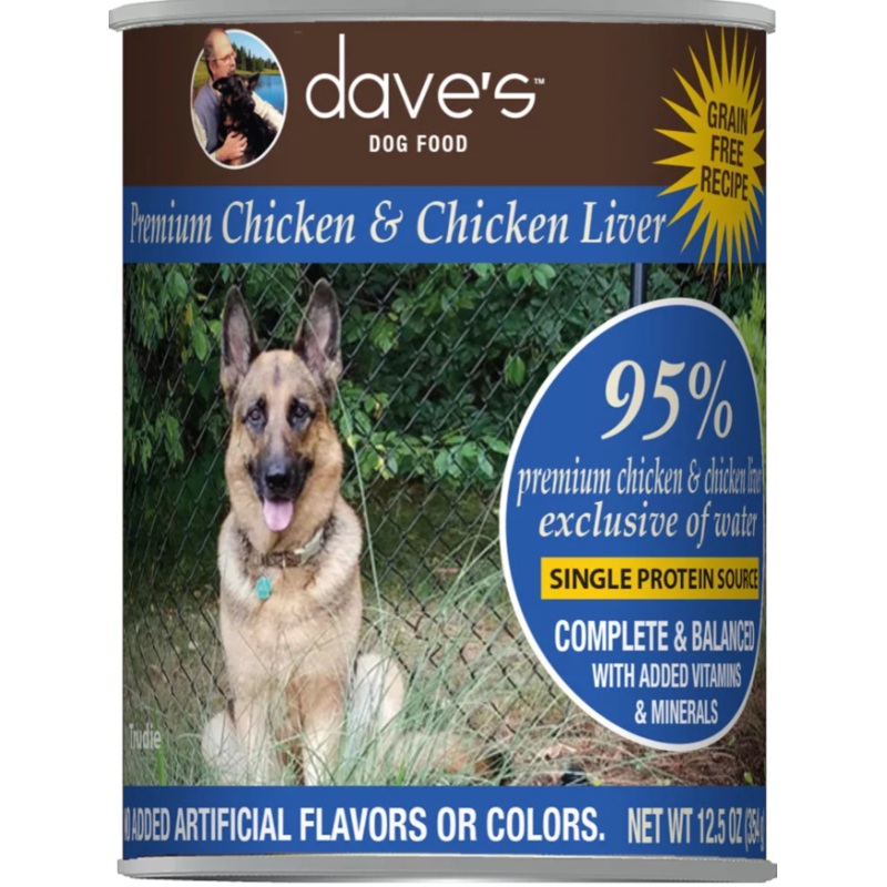 Dave's 95% Premium Chicken & Chicken Liver Recipe Canned Dog Food