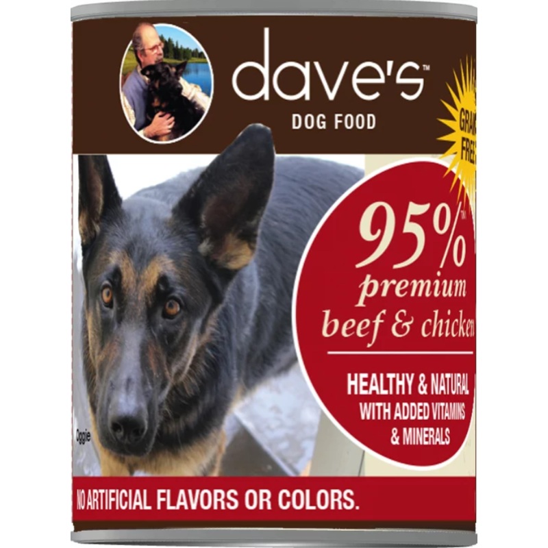 Daves 95% Premium Meats Canned Dog FoodBeef & Chicken (13 oz Single Can)