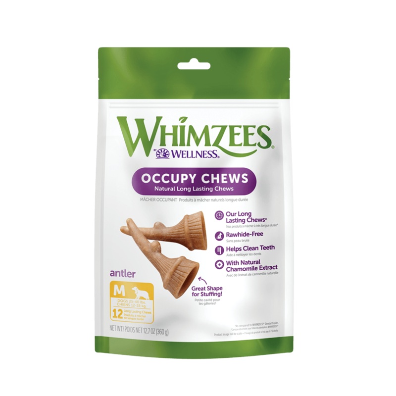 Whimzees Antler Natural Long Lasting Occupy Dog Chews Value Bag