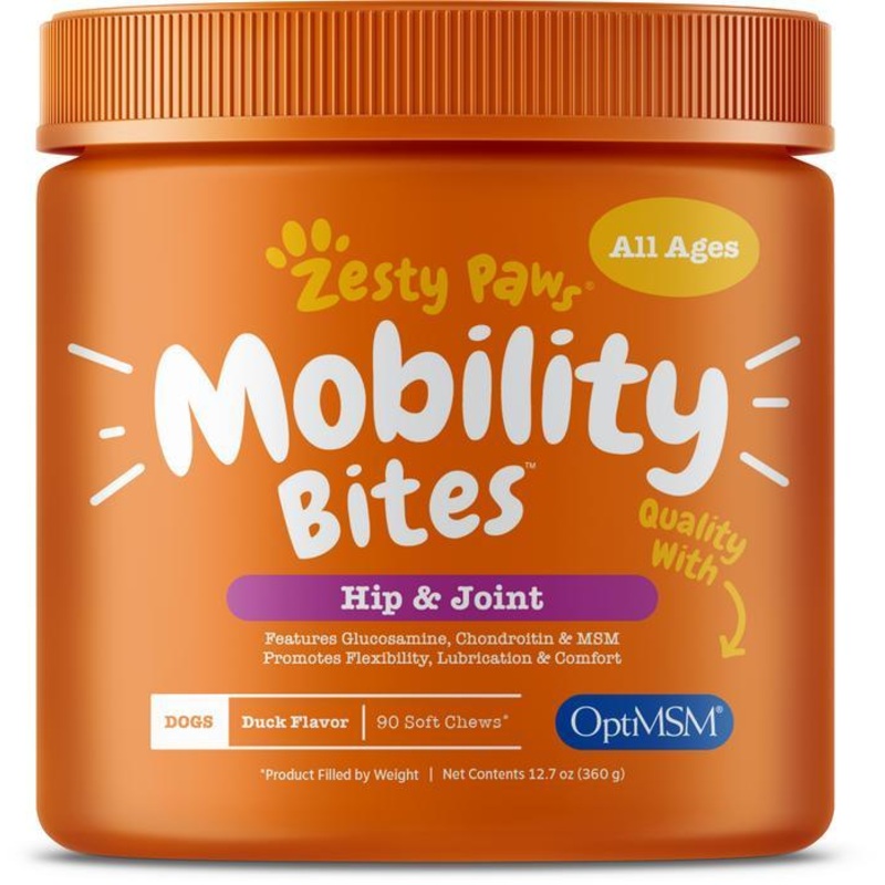 Zesty Paws Mobility Bites Duck Flavor Hip & Joint Support Soft Chews For Dogs