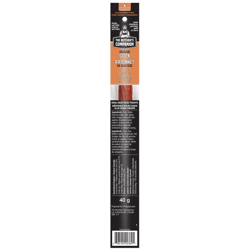 The Butcher's Companion Pork Recipe Sausage Long Sticks Dog Treats